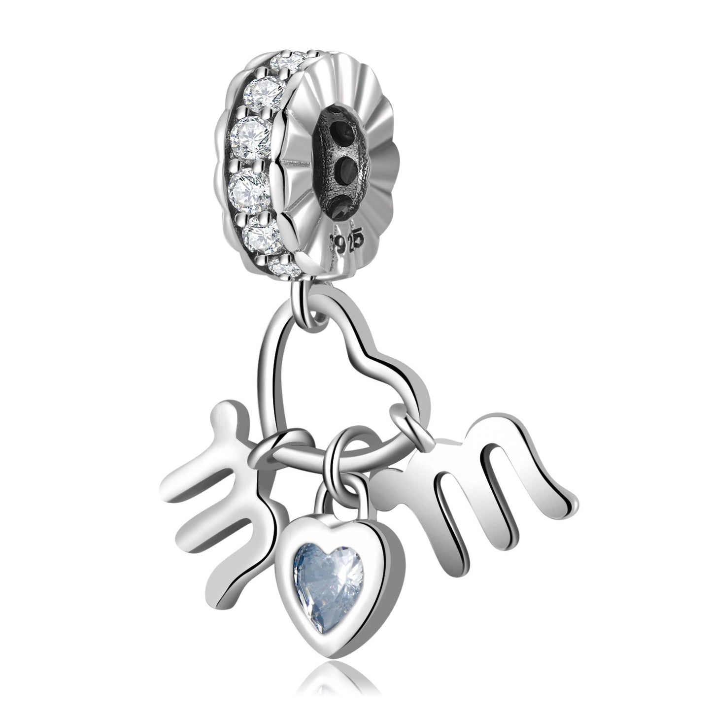 S925 Sterling Silver Beads Warm Mother's Day Hollow Plain Silver Beads Pendant Diy Accessories