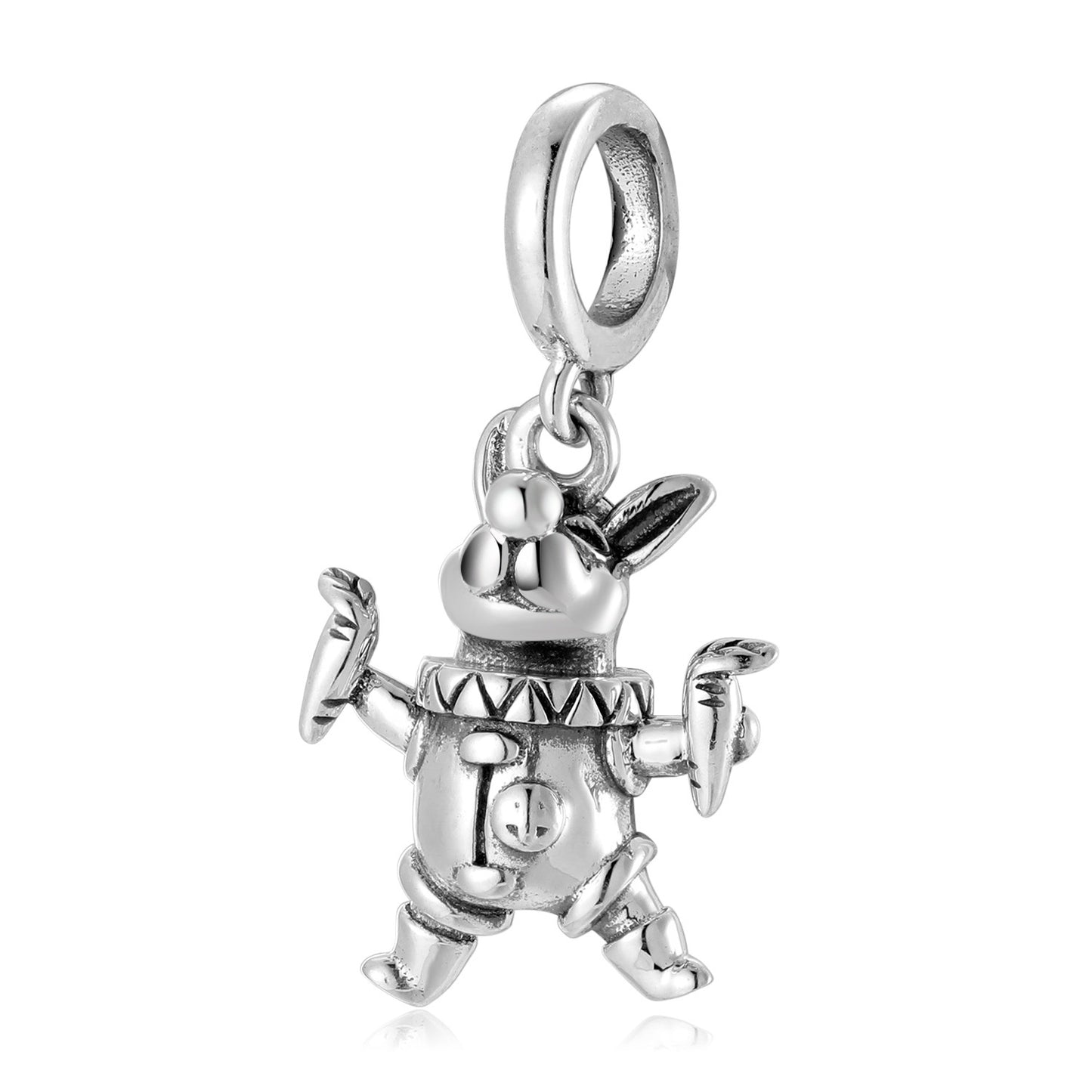 Plain Silver Adventure Animal Rabbit Shark Pelican Beaded Pendant S925 Sterling Silver Girl Bracelet Diy Accessories