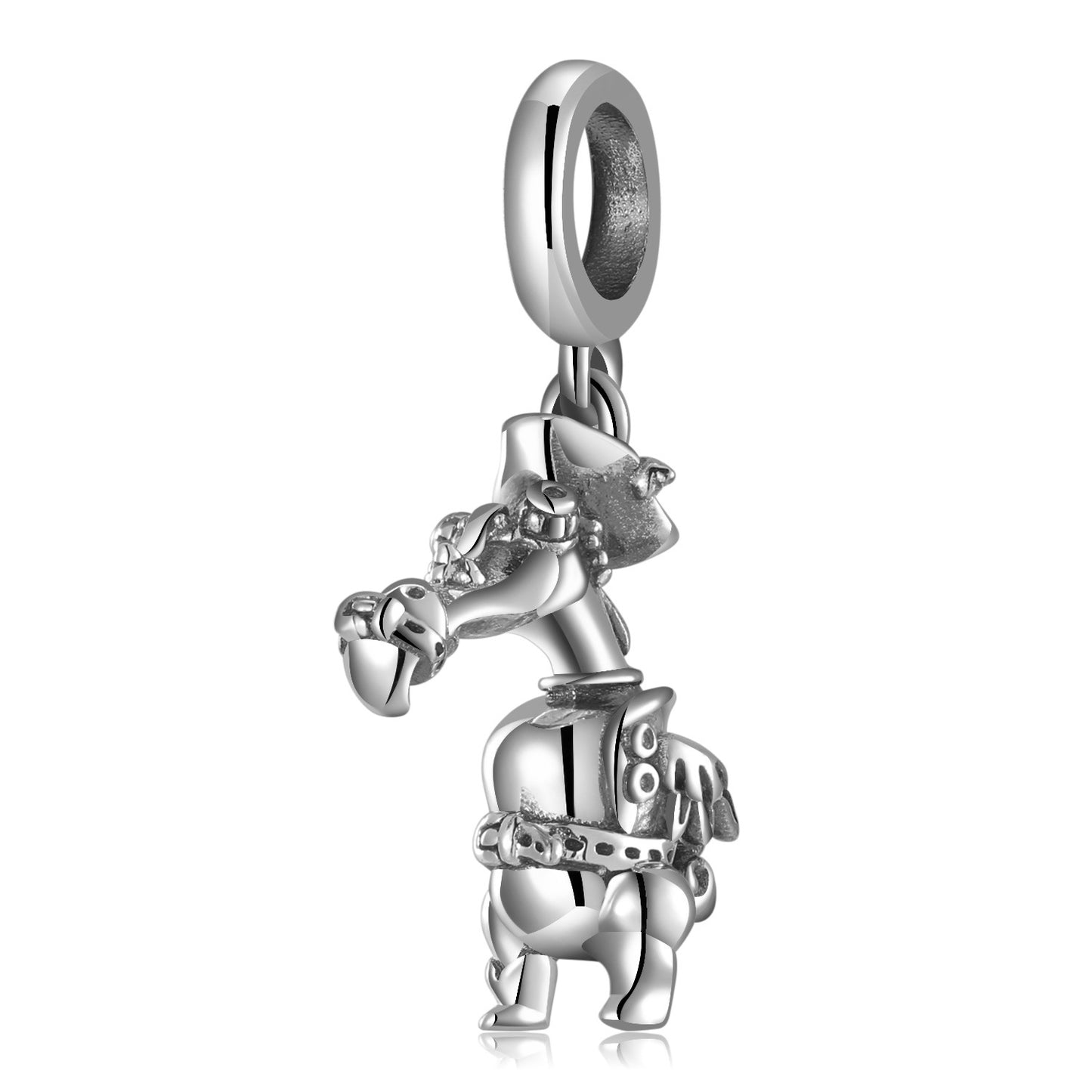 Plain Silver Adventure Animal Rabbit Shark Pelican Beaded Pendant S925 Sterling Silver Girl Bracelet Diy Accessories