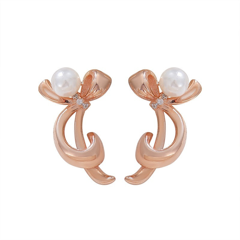 Bowknot Shell Pearls Classic Style Earrings Daily Commute