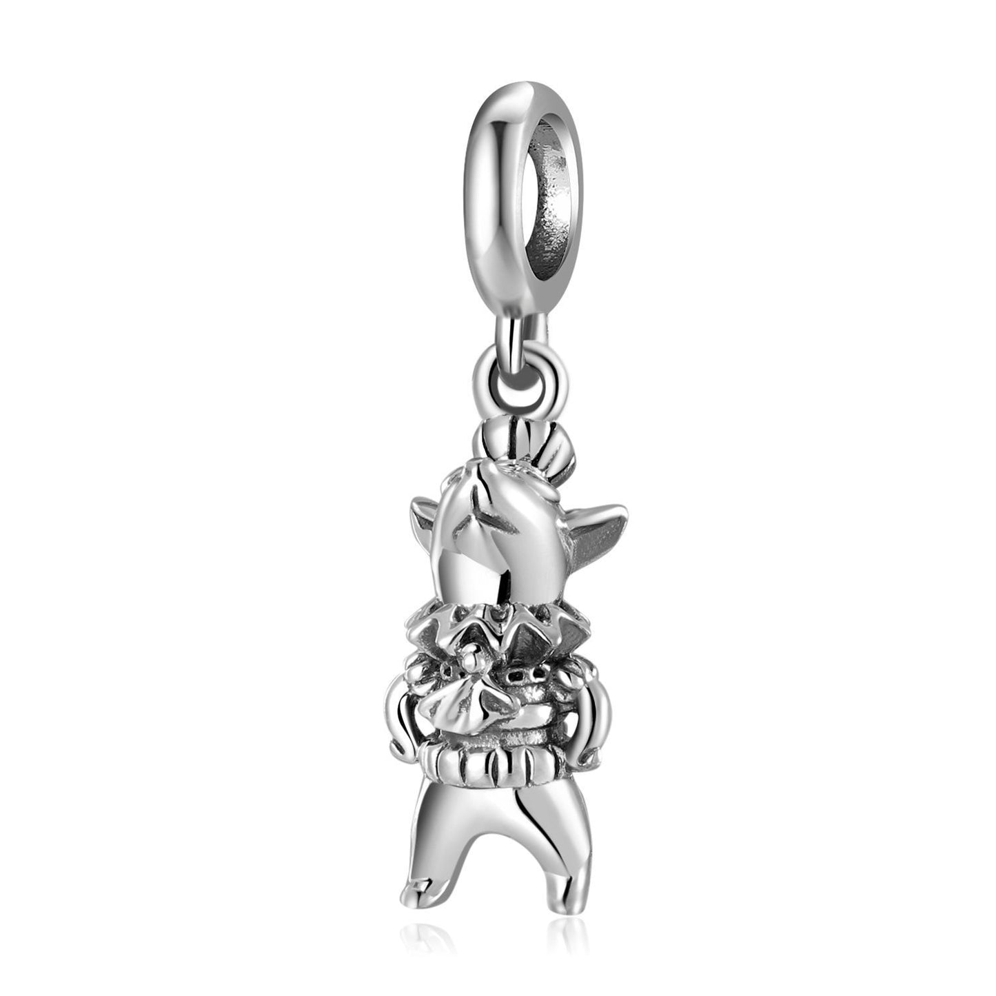 Plain Silver Adventure Animal Rabbit Shark Pelican Beaded Pendant S925 Sterling Silver Girl Bracelet Diy Accessories