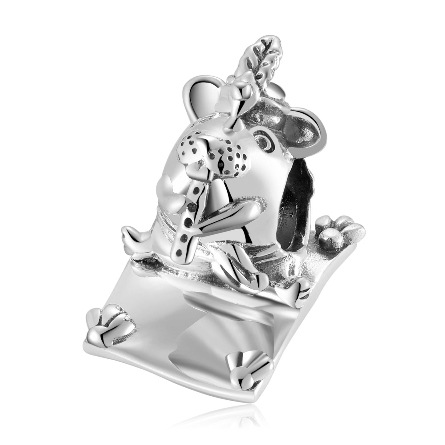 Plain Silver Adventure Animal Rabbit Shark Pelican Beaded Pendant S925 Sterling Silver Girl Bracelet Diy Accessories