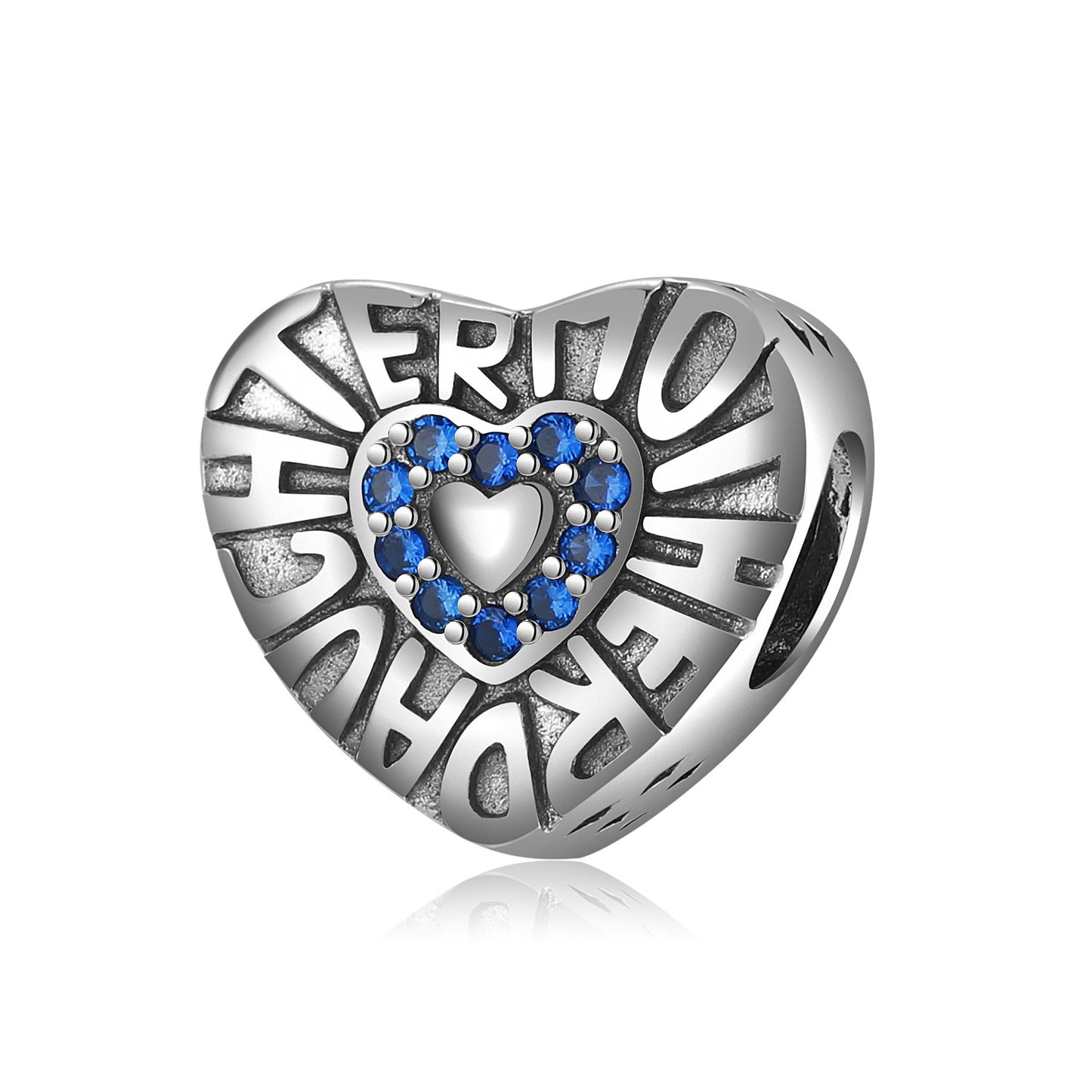 S925 Sterling Silver Beads Warm Mother's Day Hollow Plain Silver Beads Pendant Diy Accessories