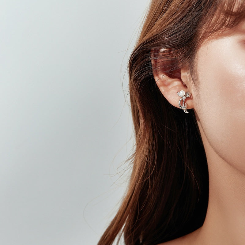 Bowknot Shell Pearls Classic Style Earrings Daily Commute
