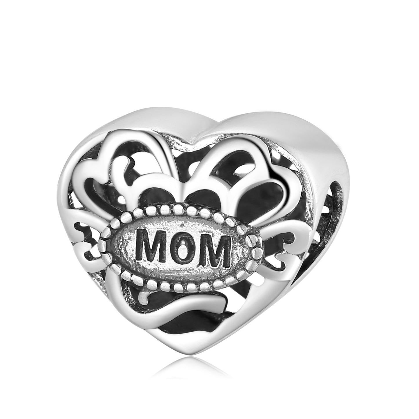 S925 Sterling Silver Beads Warm Mother's Day Hollow Plain Silver Beads Pendant Diy Accessories