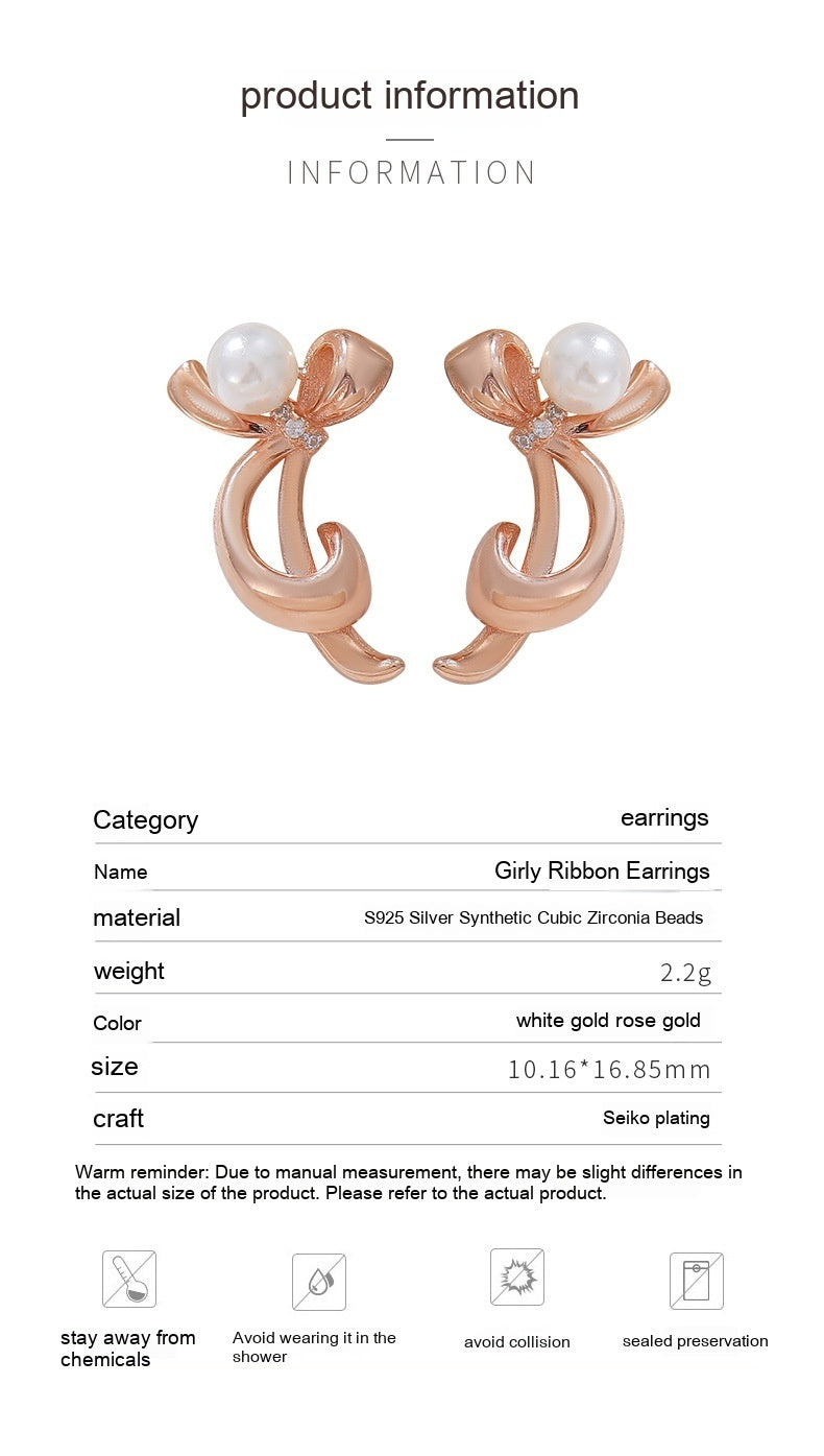 Bowknot Shell Pearls Classic Style Earrings Daily Commute