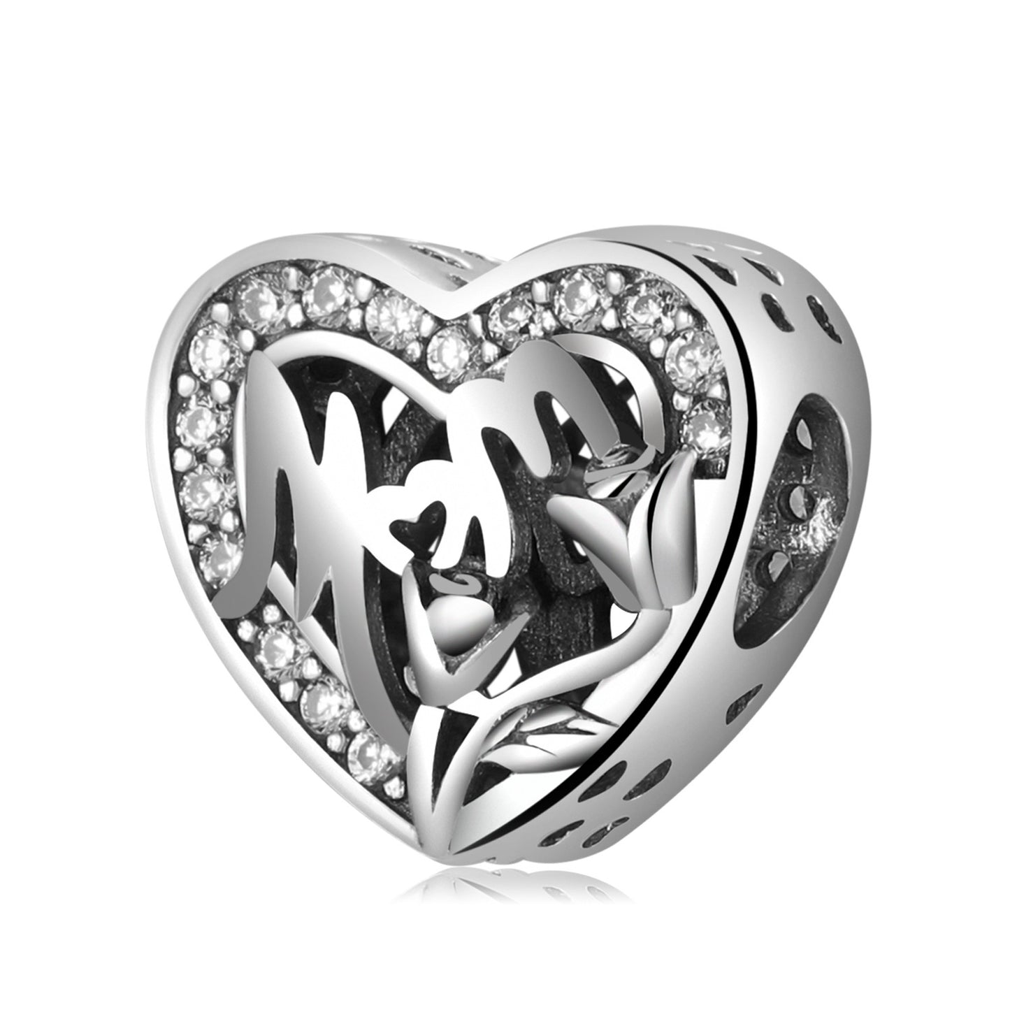 S925 Sterling Silver Beads Warm Mother's Day Hollow Plain Silver Beads Pendant Diy Accessories