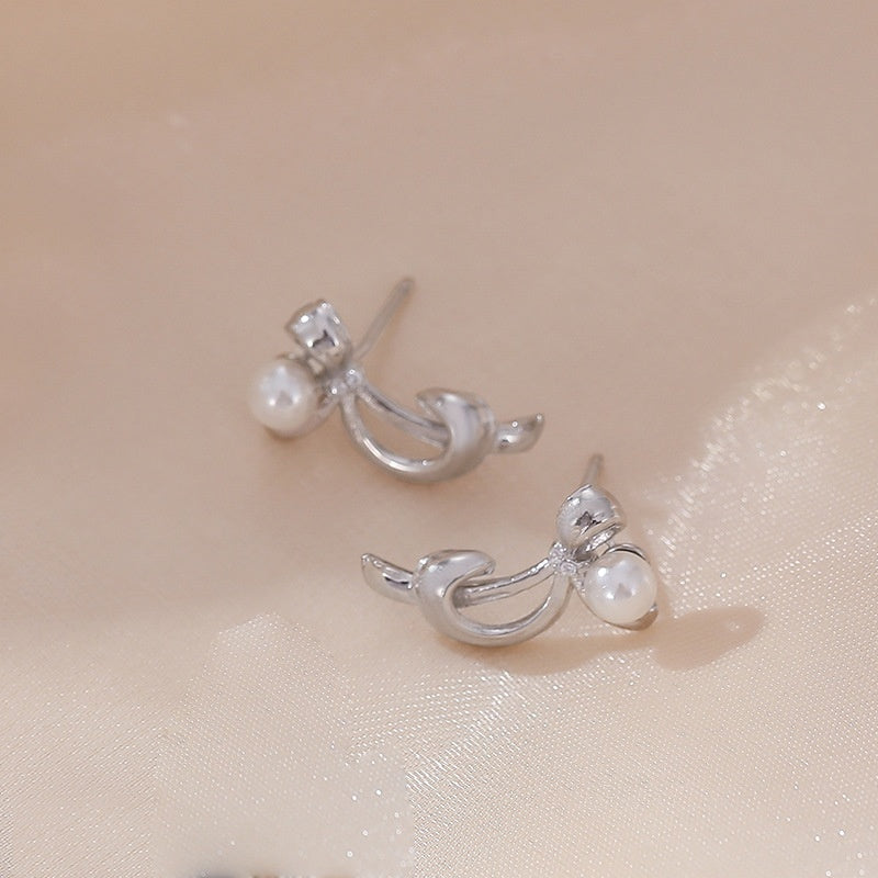 Bowknot Shell Pearls Classic Style Earrings Daily Commute