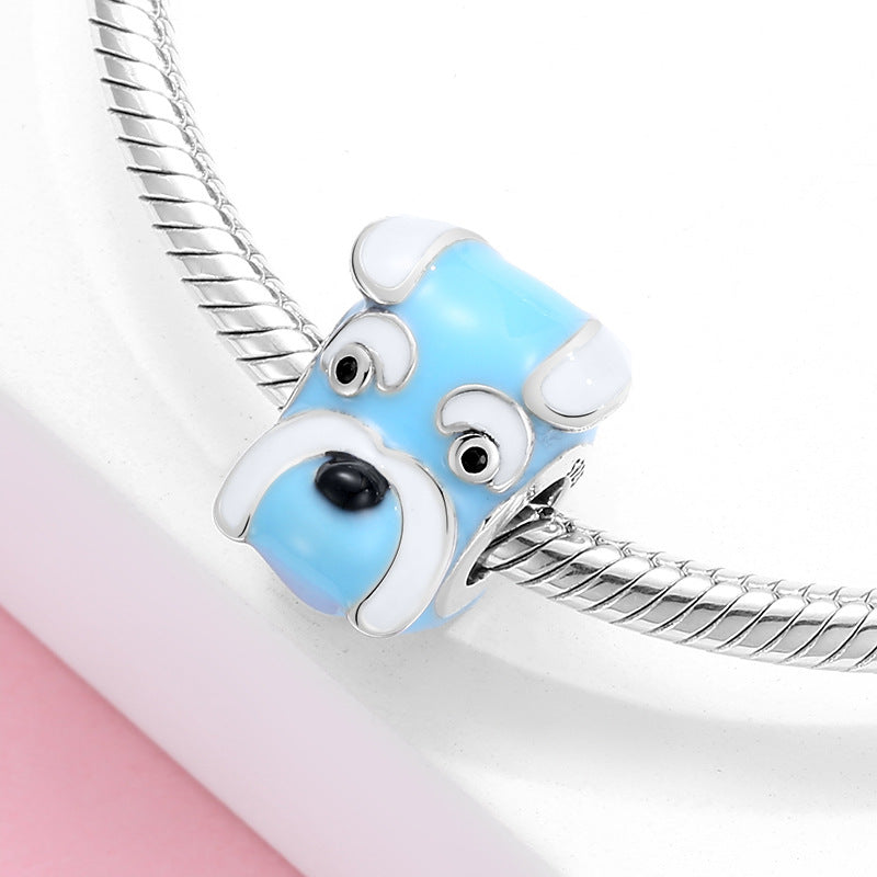 S925 Sterling Silver Beads Creative Cute Puppy Series Enamel Color Silver Jewelry DIY Bracelet Accessories Beads