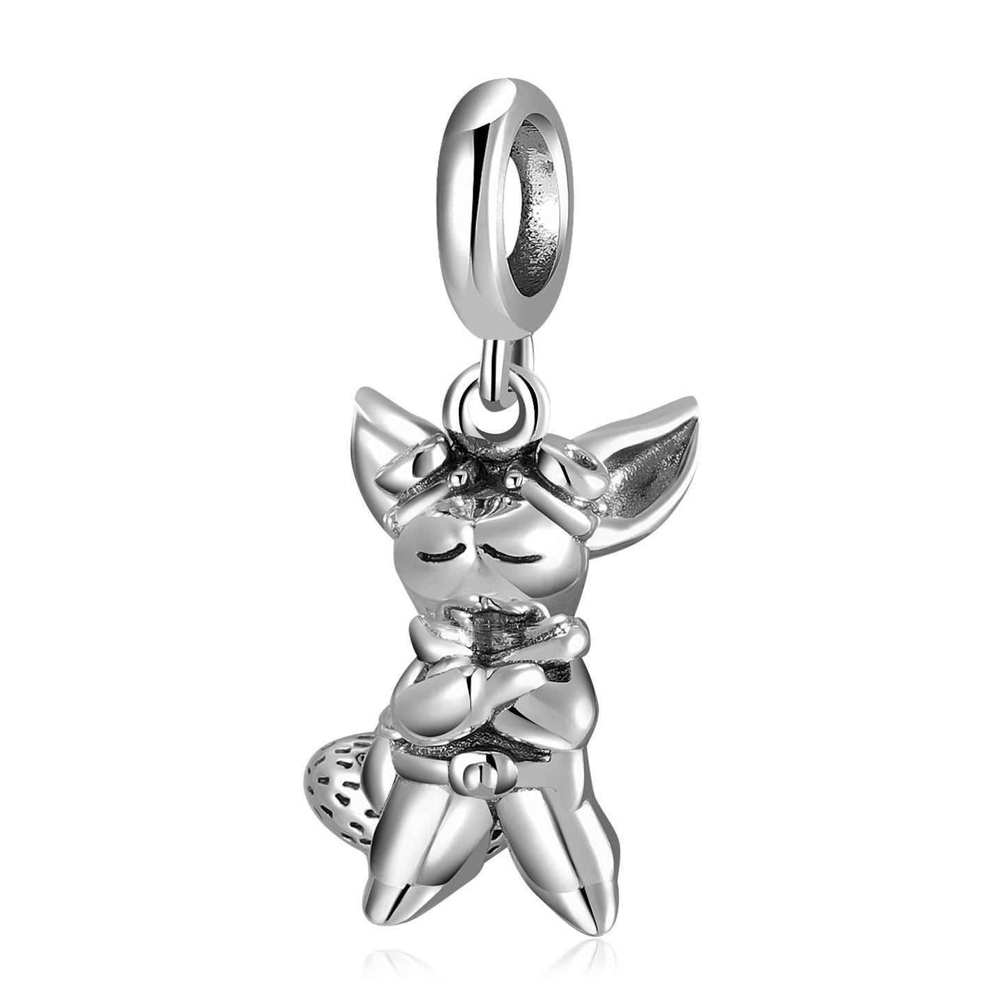 Plain Silver Adventure Animal Rabbit Shark Pelican Beaded Pendant S925 Sterling Silver Girl Bracelet Diy Accessories
