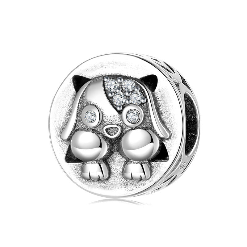 S925 Sterling Silver Beads Creative Cute Puppy Series Enamel Color Silver Jewelry DIY Bracelet Accessories Beads