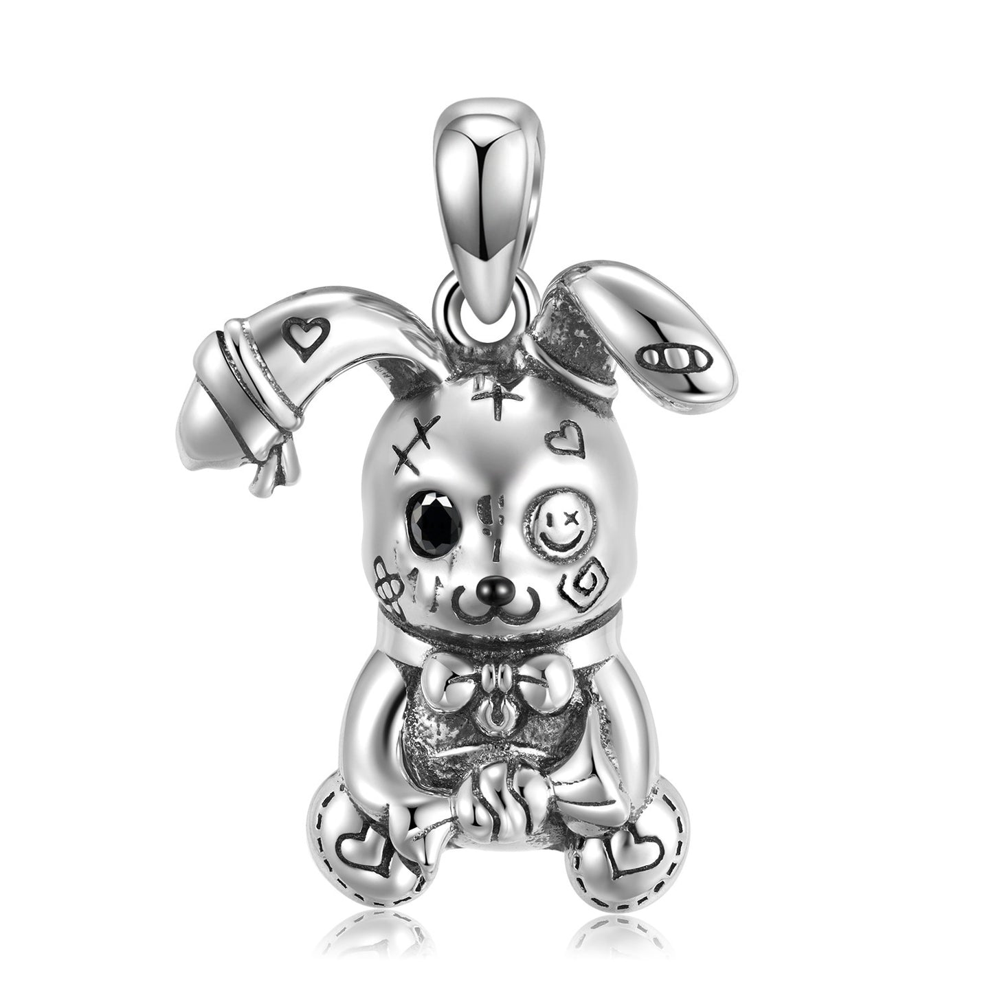 Creative Violence Doll Rabbit Pendant Necklace S925 Sterling Silver Sterling Silver Personality Unisex Wind Collar Chain