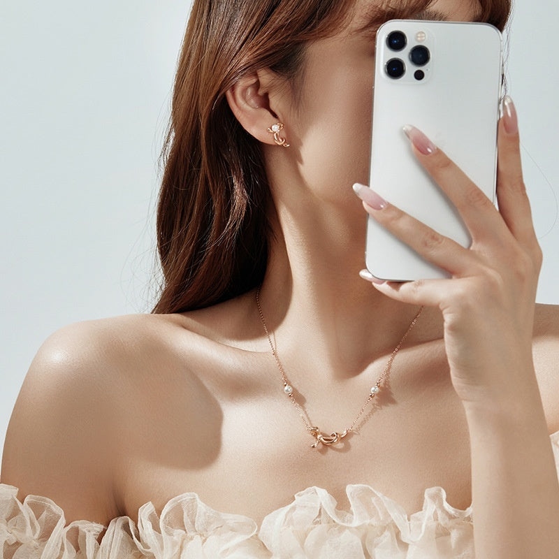 Bowknot Shell Pearls Classic Style Earrings Daily Commute
